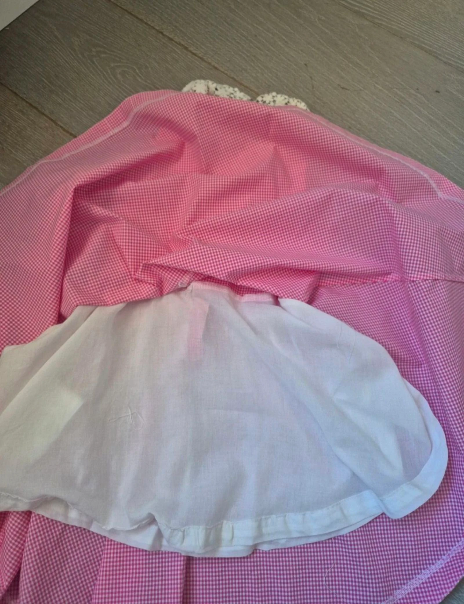 Roze Vichy-gestreepte jurk met kanten kraag. Polo Ralph Lauren. Maat 6 jaar. Evenementen. Gasten – photo 9